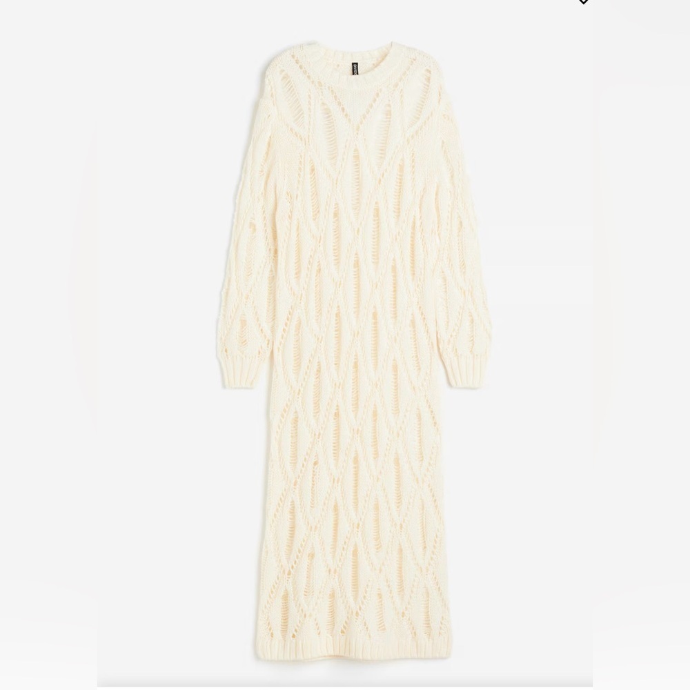 H&M Ivory Long Sleeve Knit Dress